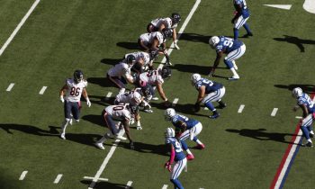 Oct 9, 2016; Indianapolis, IN, USA; Chicago Bears quarterback Brian Hoyer (2) takes a snap under center against the Indianapolis Colts at Lucas Oil Stadium. Indianapolis defeated Chicago 29-23. Mandatory Credit: Brian Spurlock-USA TODAY Sports