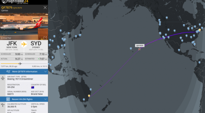オーストラリア ライフスタイル＆ビジネス研究所：ニューヨーク→シドニー直行便 19時間16分を試験飛行
