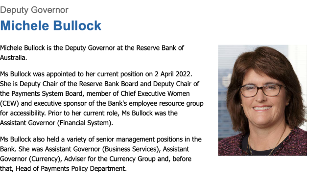 オーストラリア ライフスタイル＆ビジネス研究所：RBA副総裁に女性初のミシェル・ブロック総裁補を指名