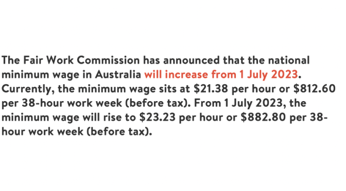 オーストラリア ライフスタイル＆ビジネス研究所：最低賃金、2023年7月1日から8.65％引き上げで時給約2,100円に。